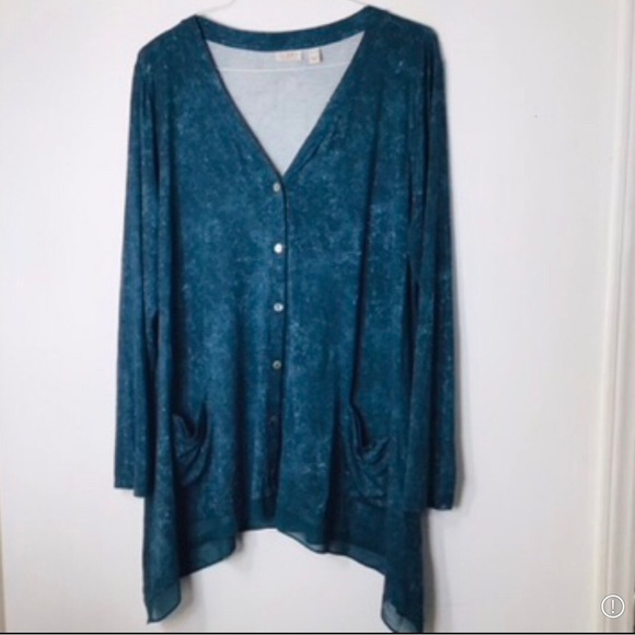 LOGO top button up tunic women xl blue - Picture 1 of 8